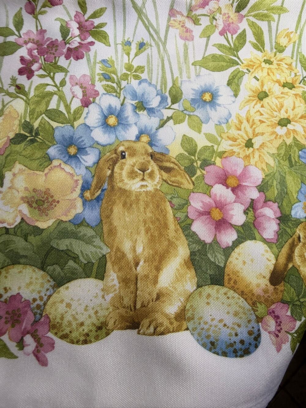 Rabbit tablecloth rectangle 56" x 92"   easter rabbit woodland